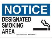 Smoking Area Sign Brady 132010 10 Hx14 W