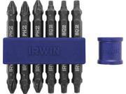 IRWIN Tools IMPACT Performance Series Double-Ended Screwdriver Power Bit, Assorted, 2 3/8-inch length, 5-Piece Set with Magnetic Screw Hold Attachment (1903523)