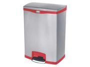 21 51 64 Step On Trash Can Silver Red Rubbermaid 1902002