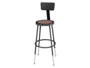 NATIONAL PUBLIC SEATING 6224HB 10 Round Stool With Backrest 38 in. H Steel