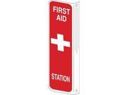 BRADY 50685 First Aid Sign 4 x 12In White on Red