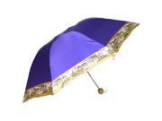 Unique Bargains Unique Bargains Outdoor Handy Foldable Purple Nylon Western Town Print Rain Sun Umbrella