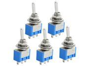 5 Pcs 3 Terminals SPDT On Off On Toggle Switches AC 250V 3A 125V 6A