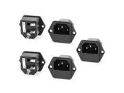 5 Pcs Panel Mounted 3 Pin IEC 60320 C14 Inlet Male Power Plug 15A AC 250V