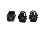 3 Pieces DPST Green Light Rocker Switch IEC320 C14 Power Socket w Fuse 250V 5A