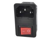 Black 5 Pins Red Rocker Switch Fuse Holer C14 Inlet Power Plug Socket