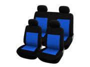 8 piece Breathable Car Seat Covers Full Set for Auto Truck Blue Black