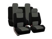 Breathable Car Seat Covers Full Set for Auto w 4 Headrests Gray Black