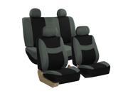 Breathable Car Seat Covers w Headrest for Auto Truck Gray Black