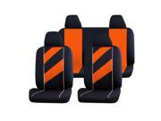 Breathable Flat Cloth Auto Car Seat Covers Headrests Full Set Orange