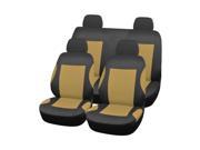 8 piece Full Set Car Seat Covers Auto Interior Accessories Beige