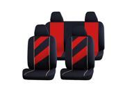 Breathable Flat Cloth Auto Car Seat Covers Headrests Full Set Red
