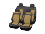 Breathable Car Seat Covers Full Set for Auto w 4 Headrests Beige