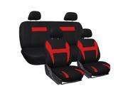 Stylish Car Seat Covers Full Set for Auto SUV w Headrests Red Black