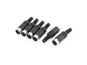 6 Pcs Plastic Handle 5 Pin DIN Plug Male Solder Cable Connector for Computer