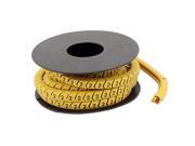 Yellow PVC Arabic Numerals 2 Pattern Cable Marker Tag Label Reel for 2.5mm2 Wire