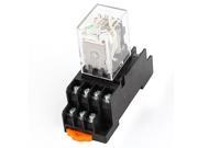 HH54P DC 12V Coil 14Pin 4PDT Electromagnetic Power Relay w Socket Base