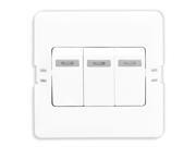 AC 250V 16A On Off Press Button Type 3 Gang Wall Mount Switch Plate White