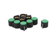 Green Top 6mm Dia Shaft Plastic Rotary Encoder Control Knob Cap Black 10Pcs