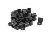 20Pcs Black Plastic R Type Cable Clip Clamp for 9mm Dia Wire Hose Tube
