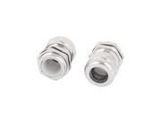2 Pcs 20mm Dia Thread PG13.5 Water Resistant Stainless Steel Cable Gland Joint