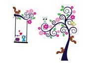 Unique Bargains Household Owl Tree Squirrel Pattern Removable Wall Sticker Decal Wallpaper