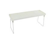 Unique Bargains Kitchen Home Desk Table White Silver Tone Plastic Shelves Rack Storage