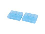 2Pcs Light Blue Plastic Rectangle 8 Compartment Pill Storage Case Box Holder