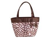Pale Pink Brown Portable Bag Bowknot Decor Zip up Polyester Shopping Handbag