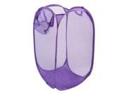 Foldable Rectangle Shape Clothes Socks Storage Mesh Laundry Basket Purple