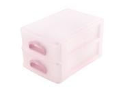 Office Home Hard Plastic Double Layers Sorting Storage Case Light Pink