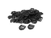 Unique Bargains 50pcs Webbing Bag Black Hard Plastic Strapping Rectangle Buckle for 1 1 2 Band