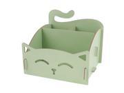 Unique Bargains Cosmetic Makeup Stationery Wooden Box Case Holder Storage Organizer Light Green
