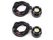 Unique Bargains 2 Pcs DC 12V Black Case Waterproof White 1 LED Daytime Running Light for Car