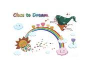 Unique Bargains Room Nursery Cartoon Style Girl Rainbow Sun Pattern Wall Decor Sticker Decal