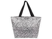 Unique Bargains Woman Portable Blue White Leopard Style Shopping Bag Tote Bag