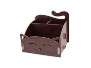 Unique Bargains Cosmetic DIY Makeup Stationery Wooden Box Holder Storage Organizer Wood Color