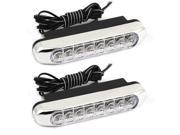 Unique Bargains Auto White 8 LED Daytime Running Light Day Driving Head Lamp 2 Pcs