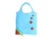 Unique Bargains Red Blue Strawberry Design Folding Shopping Bag w Flowers Pattern