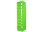 Foldable 9 Compartments Clothes Underwear Organizer Storage Box Yellow Green