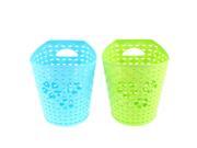 Hollow Out Heart Storage Basket Holder 5.5 Inch Height Green Blue 2 Pcs