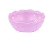 Unique Bargains Round Plastic Bamboo Pattern Fruit Apple Pear Container Plate Tray Purple