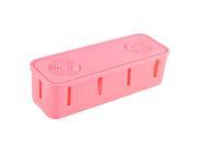 Plastic Rectangle Shape 10 Holes Security Power Cord Socket Storage Case Pink