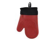 Home Kitchen Heat Resistant Quilted Cotton Lining Oven Mitt Glove Single Red