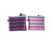 Unique Bargains Meshy Style Stripes Pattern Zip Up A5 Paper Document File Pen Bags Holder 5pcs