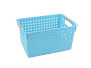 Unique Bargains Family Office Plastic Rectangle Design Storage Box Basket Holder Organizer Blue