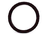 Black Red Soft Furry Universal Steering Wheel Cover for Vehicle Car