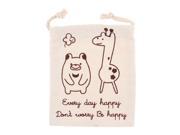 Unique Bargains Household Animal Pattern Drawstring Closure Bag Container Holder Off White
