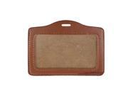 Unique Bargains Brown Faux Leather Organizer Credit Business ID Badge Card Holder Silzq