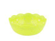 Unique Bargains Round Plastic Bamboo Pattern Fruit Apple Pear Container Plate Tray Green